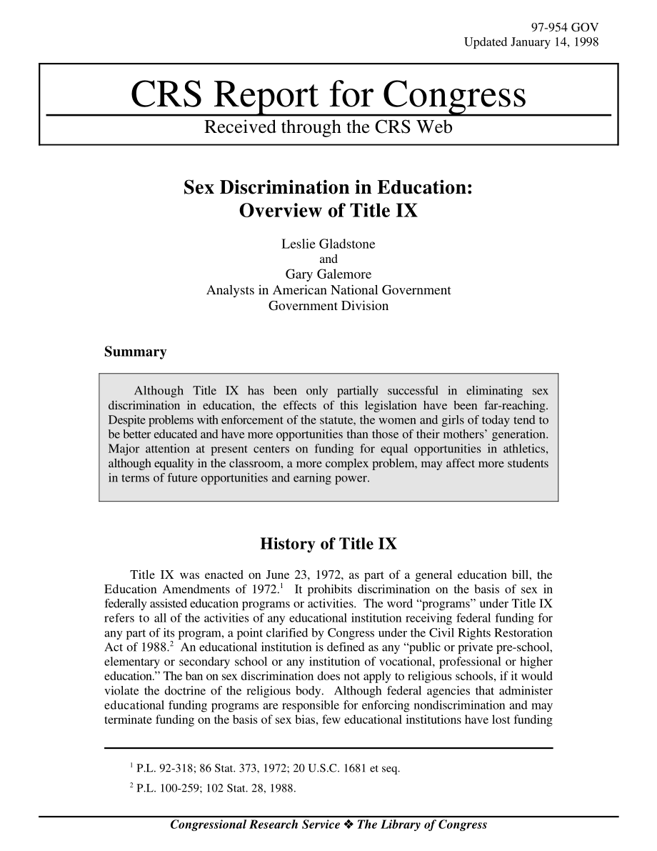 [19980114]97-954GOV_教育中的性别歧视：第九篇概述.pdf_第1页