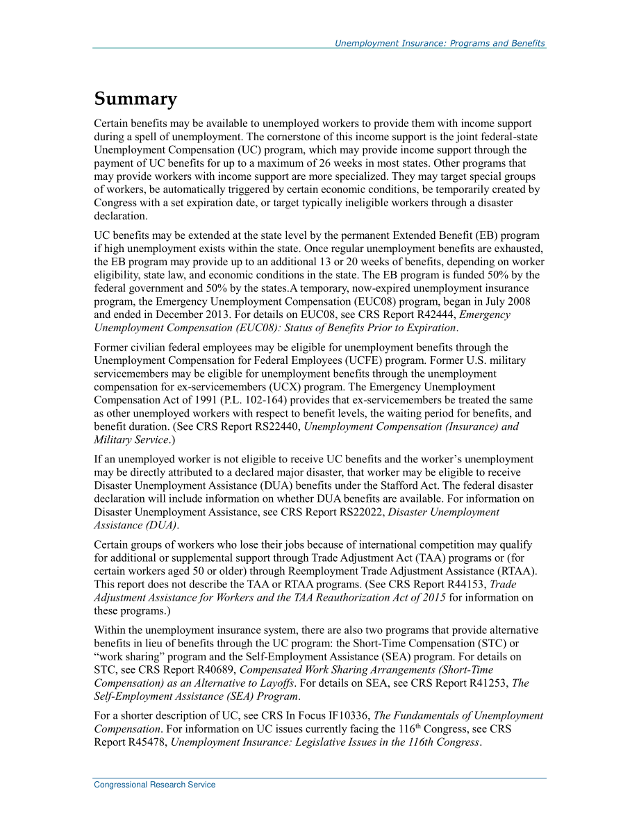 [20191018]RL33362_失业保险：计划和福利.pdf_第2页