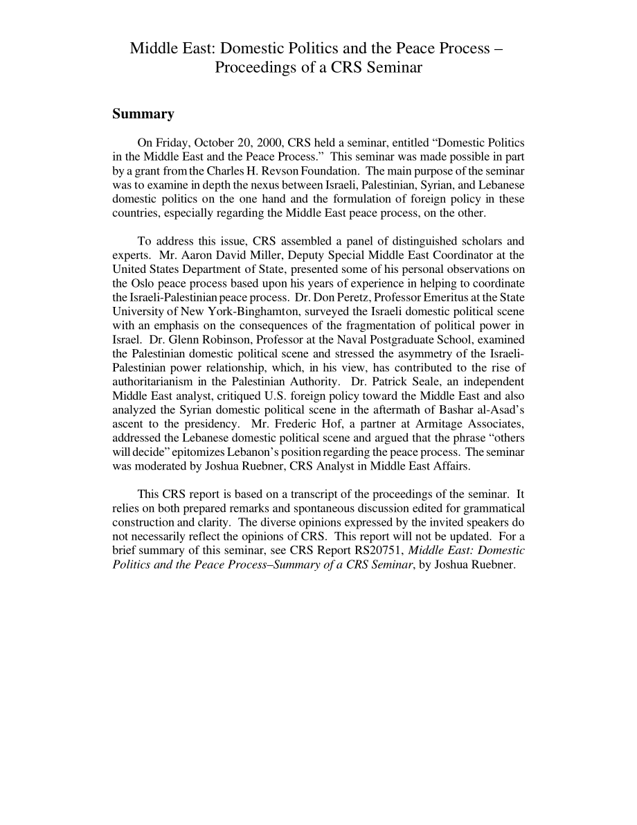 [20001213]RL30766_中东：国内政治与和平进程——CRS研讨会记录.pdf_第2页
