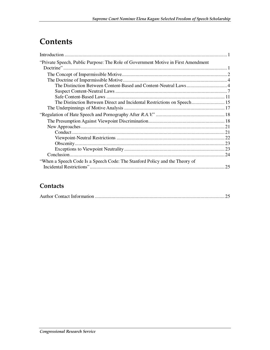 [20100618]R41290_最高法院提名人Elena Kagan：言论自由精选奖学金 .pdf_第3页