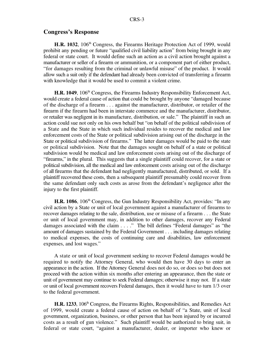 [19990330]RS20126_枪支行业责任：诉讼和立法.pdf_第3页