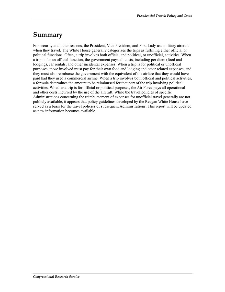 [20120517]RS21835_总统旅行：政策和成本.pdf_第2页