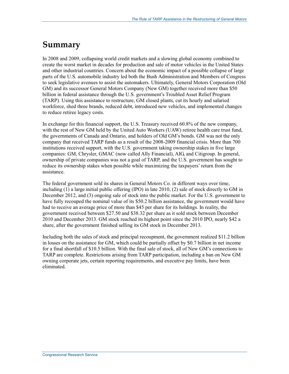 [20140318]R41978_TARP援助在通用汽车重组中的作用.pdf_第2页