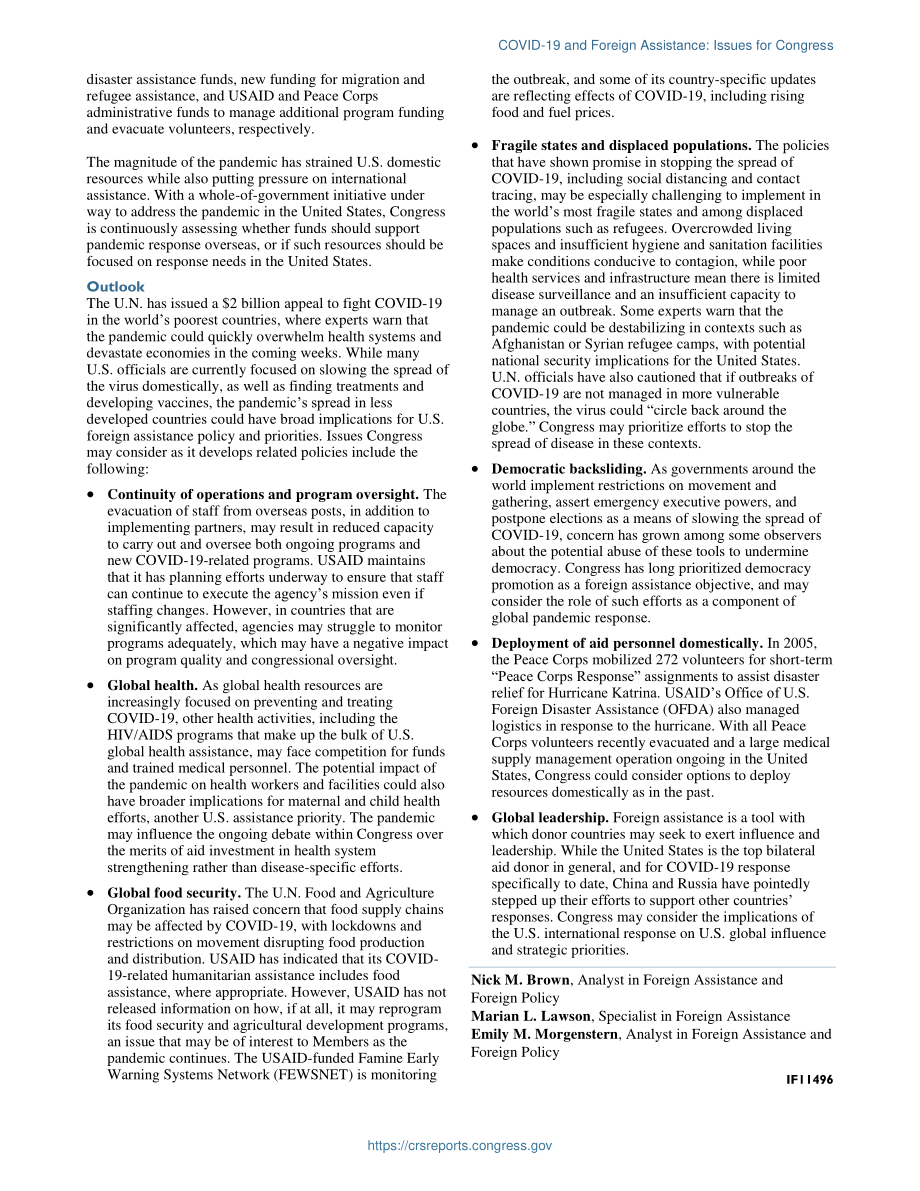 [20200406]IF11496_2019冠状病毒疾病和外国援助：国会议题.pdf_第2页