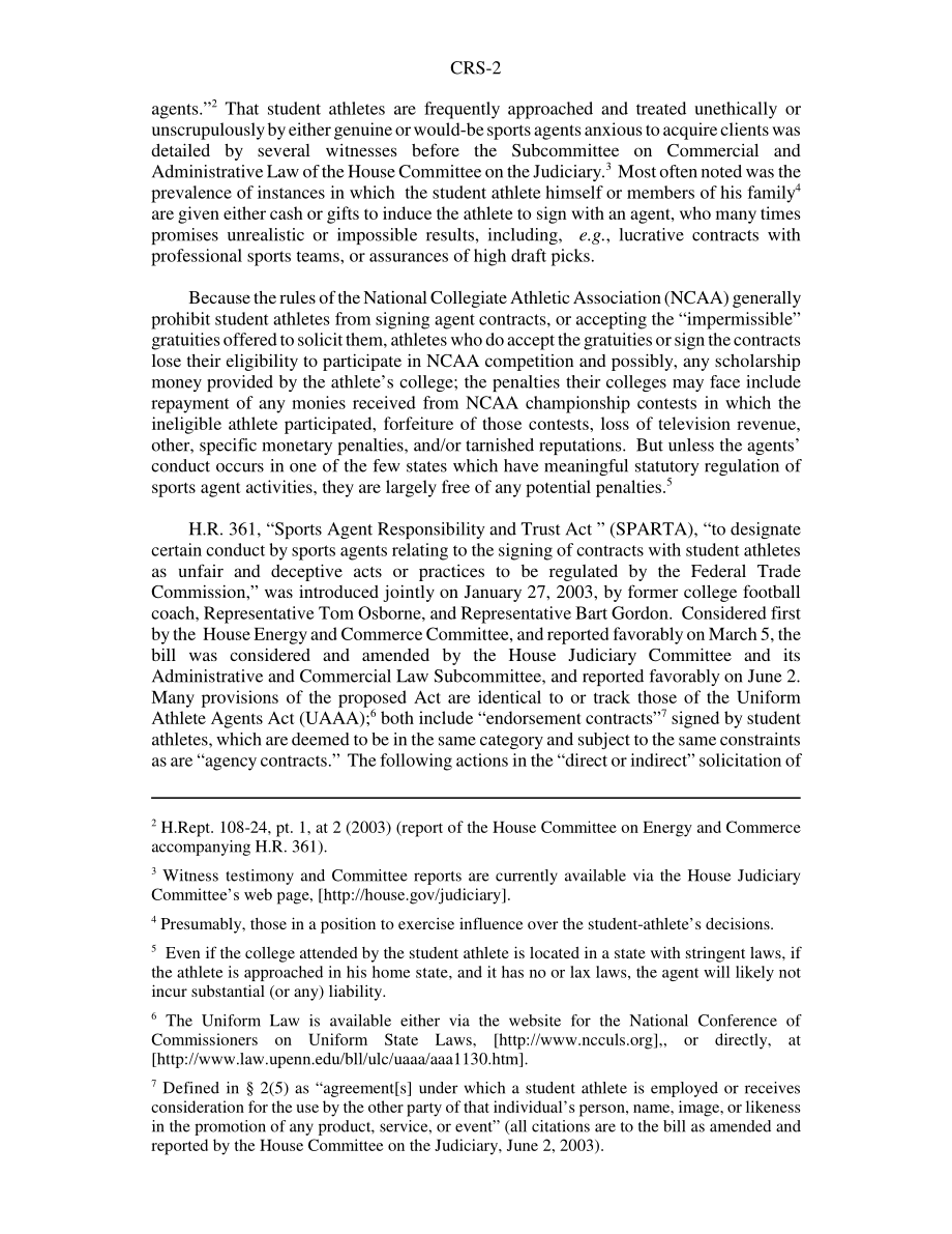 [20030609]RS21538_体育经纪人的联邦法规：体育经纪人责任和信任法案（斯巴达）.pdf_第2页
