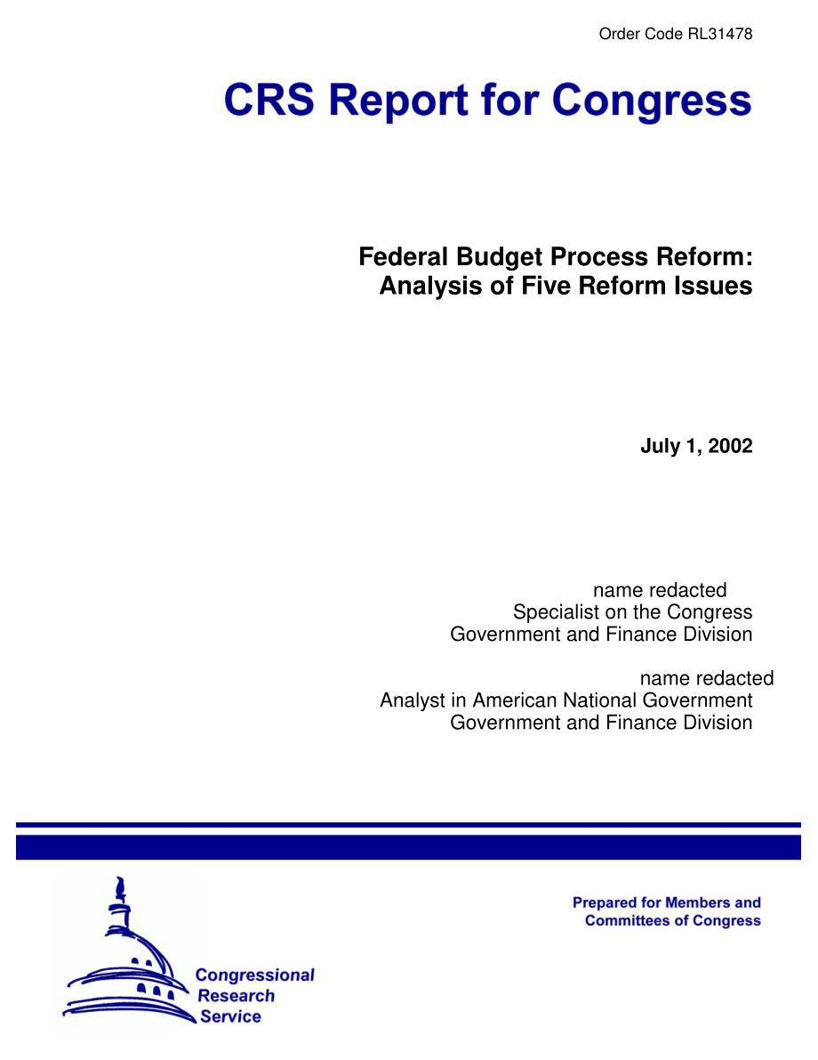 [20020701]RL31478_联邦预算流程改革：五大改革问题分析.pdf_第1页