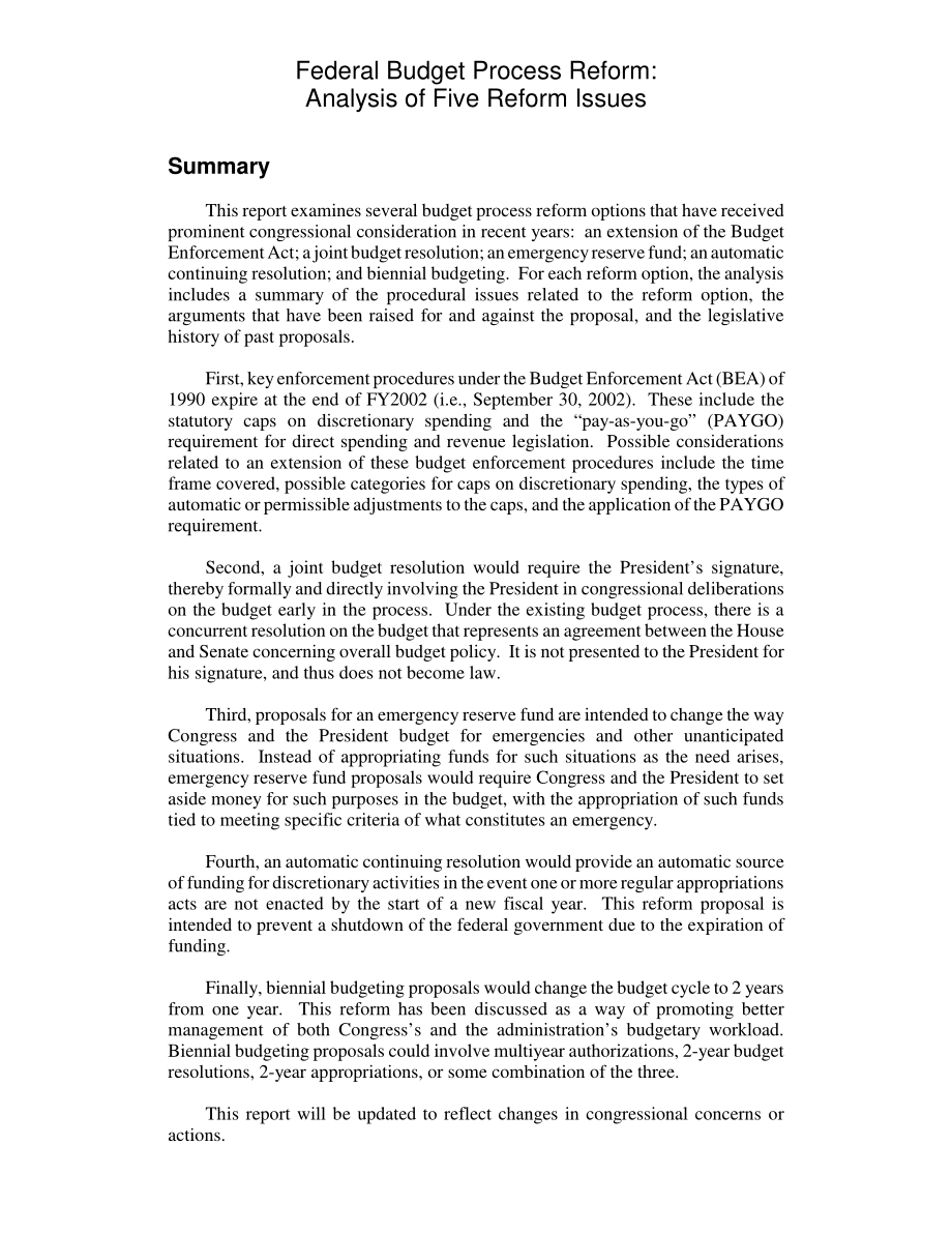 [20020701]RL31478_联邦预算流程改革：五大改革问题分析.pdf_第2页