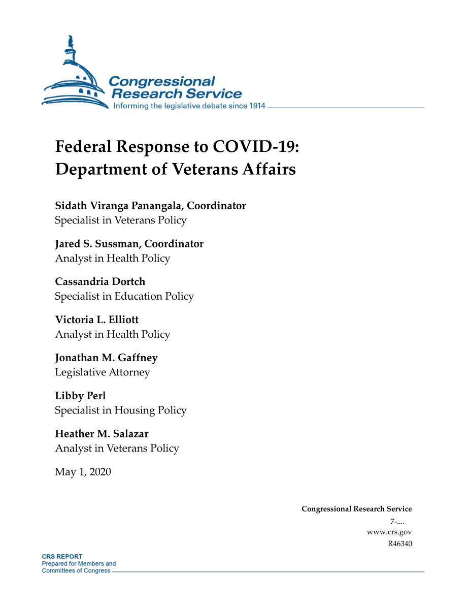 [20200501]R46340_联邦对新冠肺炎的反应：美国退伍军人事务部 .pdf_第1页