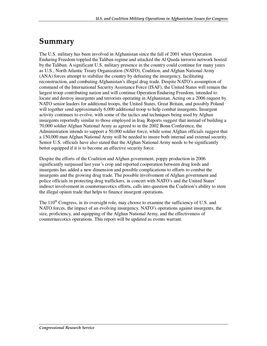 [20070327]RL33503_美国和联军在阿富汗的军事行动：国会议题.pdf_第2页