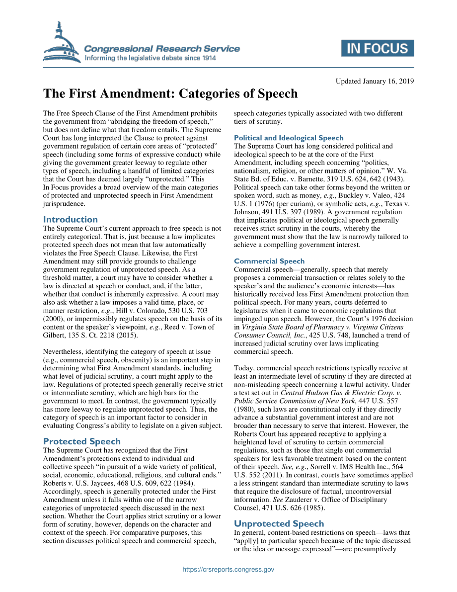 [20190116]IF11072_第一修正案：演讲类别.pdf_第1页