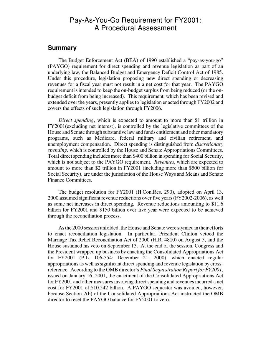 [20010831]RL30706_2001财年的现收现付要求：程序性评估.pdf_第2页