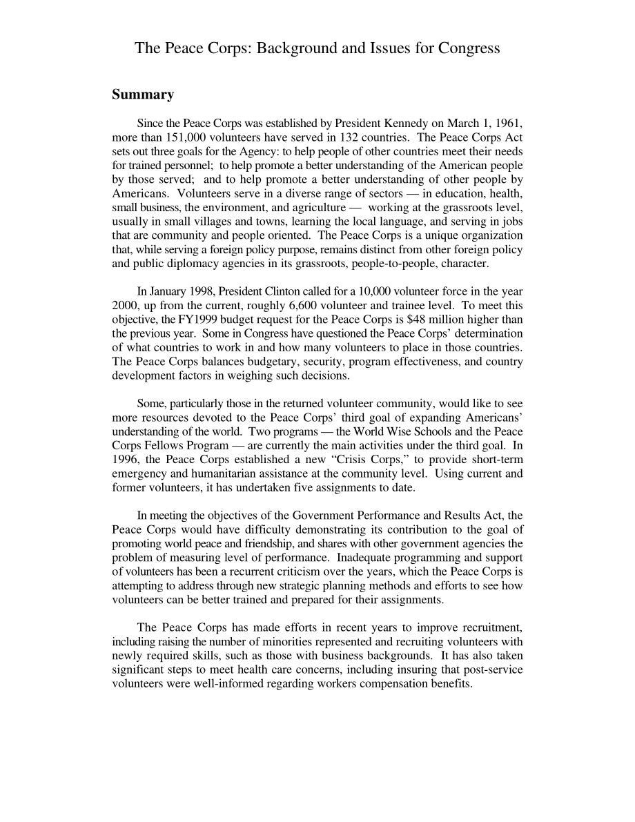 [19980306]98-215_和平队：国会背景和议题.pdf_第2页