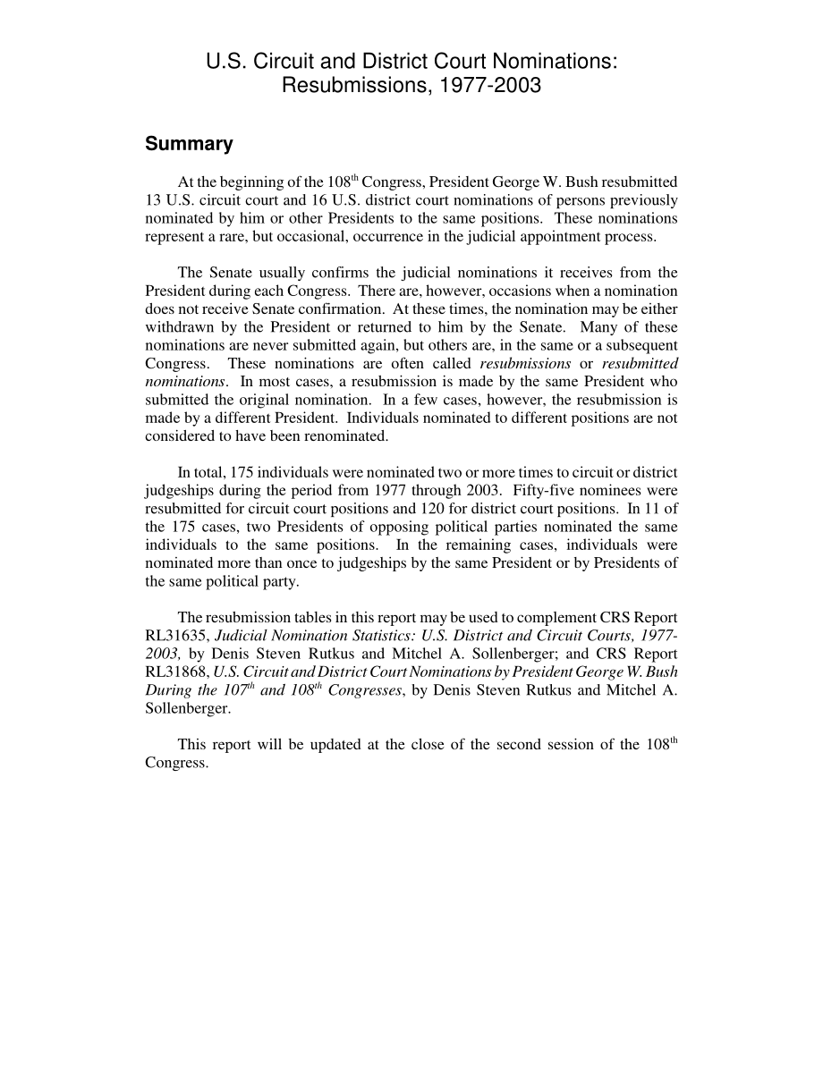 [20040212]RL32134_美国巡回法院和地区法院提名：1977-2003年重新提交.pdf_第2页