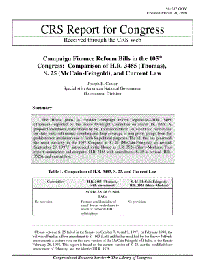 [19980330]98-287_第105届国会竞选资金改革法案：H.R.的比较3485（Thomas）S.25（McCain Feingold）和现行法律.pdf