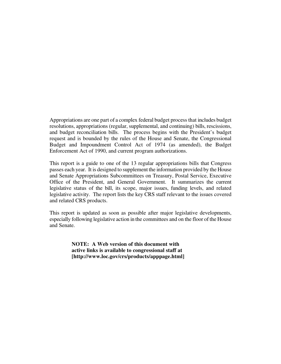 [20000525]RL30202_2000财年拨款：财政部、邮政局、总统办公厅和一般政府.pdf_第2页