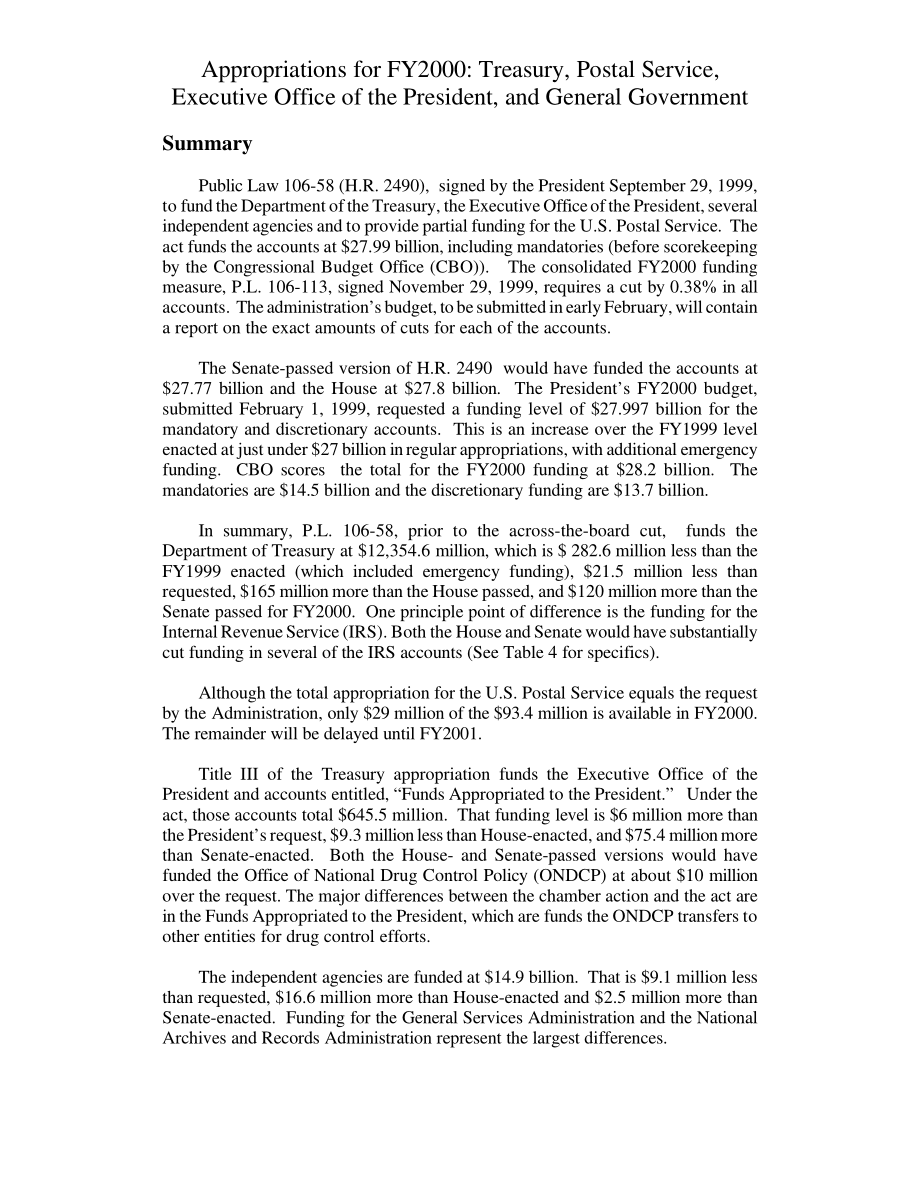 [20000525]RL30202_2000财年拨款：财政部、邮政局、总统办公厅和一般政府.pdf_第3页