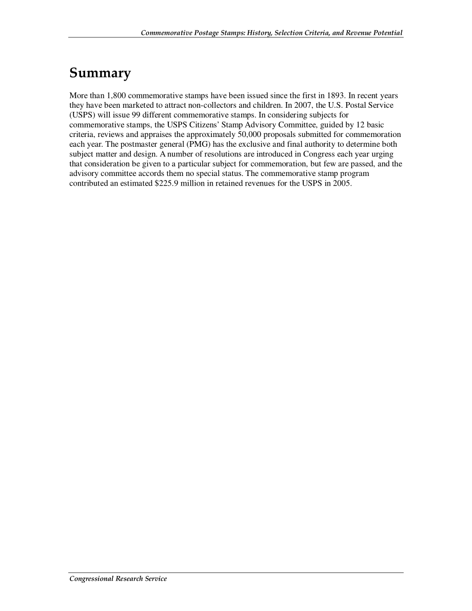 [20070129]RS20221_纪念邮票：历史、选择标准和收入潜力.pdf_第2页