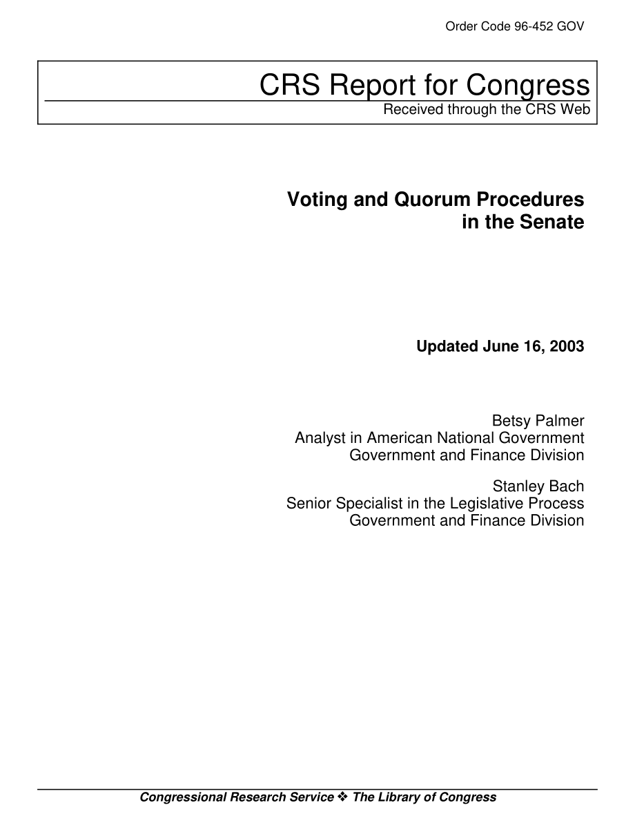 [20030616]96-452GOV_参议院的投票和法定人数程序.pdf_第1页