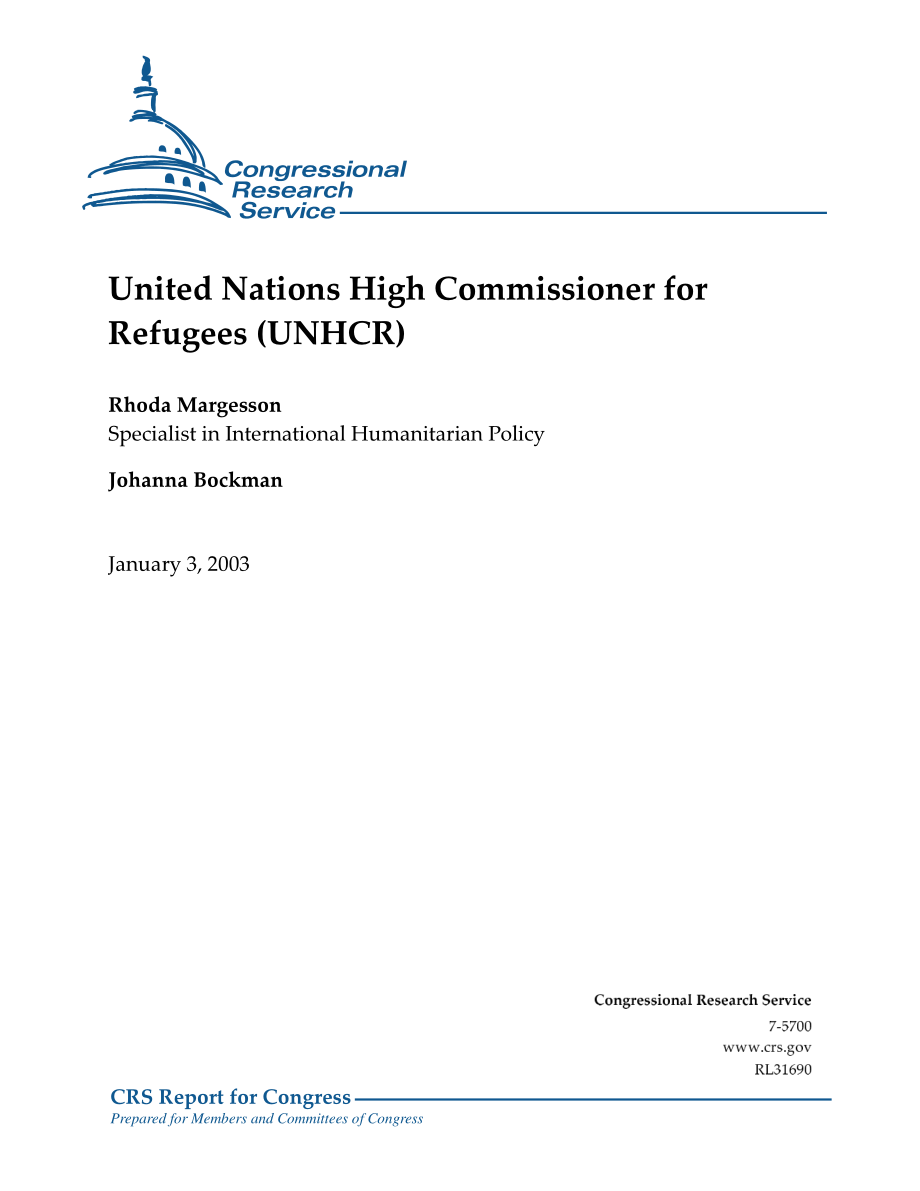 [20030103]RL31690_联合国难民事务高级专员（难民署）.pdf_第1页
