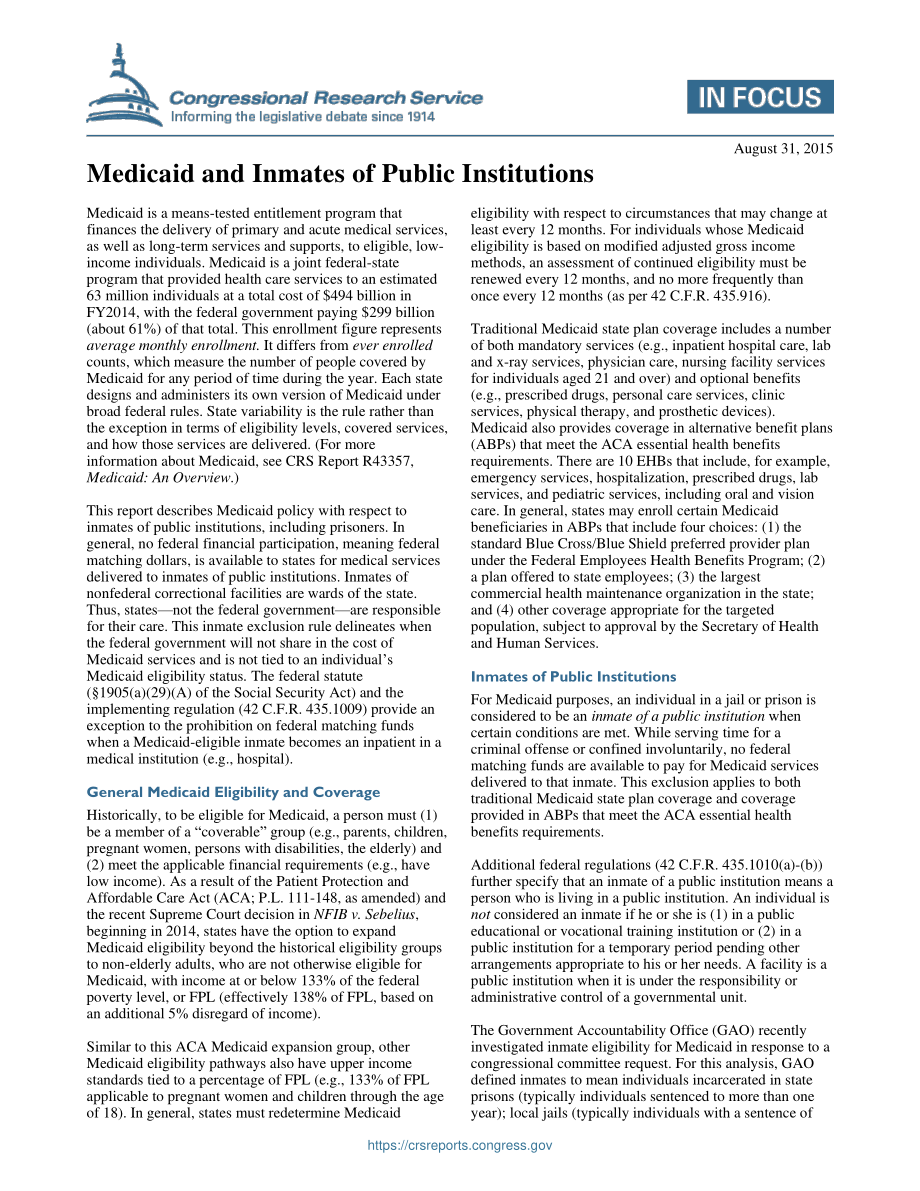 [20150831]IF10285_Medicaid和公共机构的囚犯.pdf_第1页