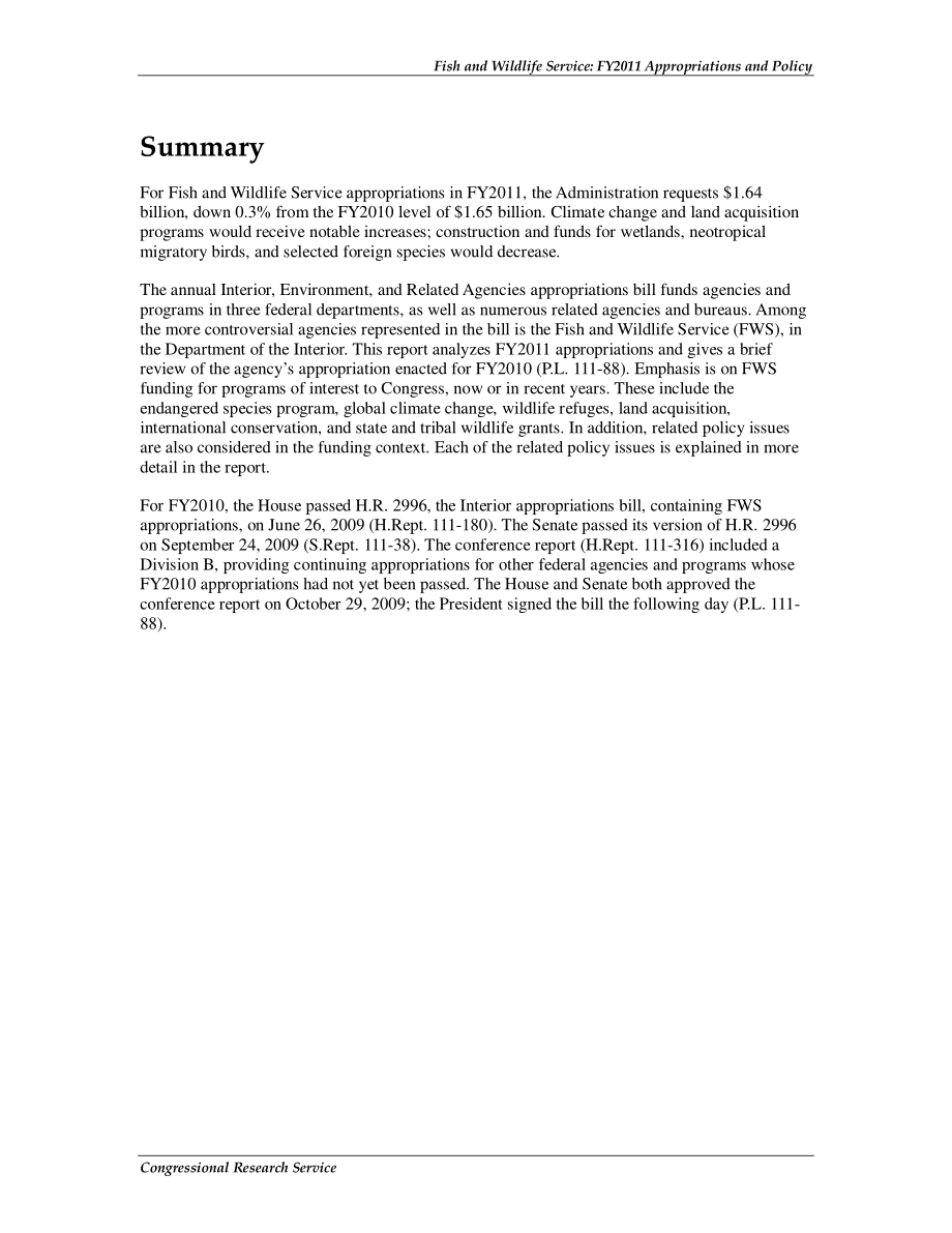[20100405]R41155_鱼类和野生动物服务局：2011财年拨款和政策 .pdf_第2页