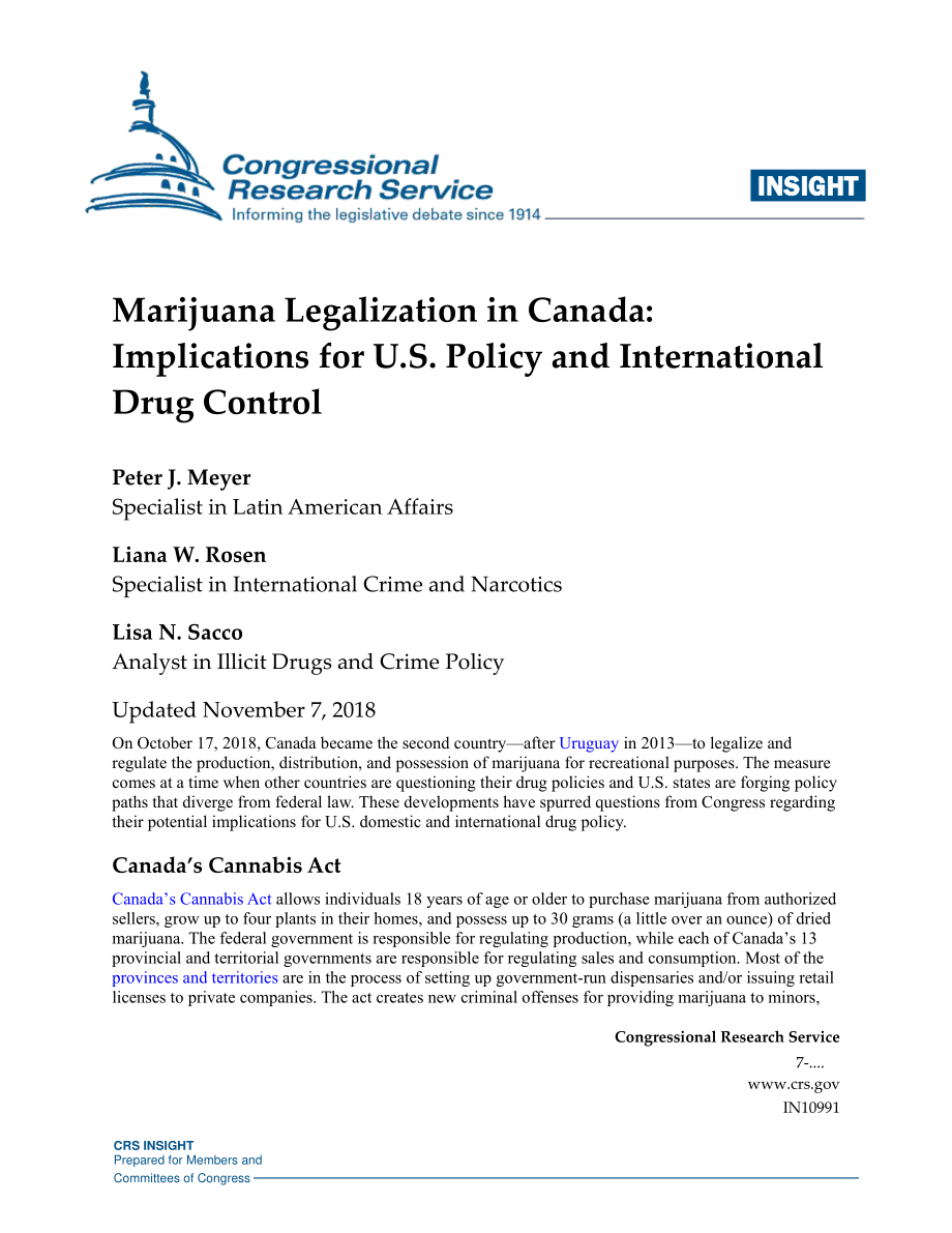 [20181107]IN10991_加拿大大麻合法化：对美国政策和国际药物管制的影响.pdf_第1页