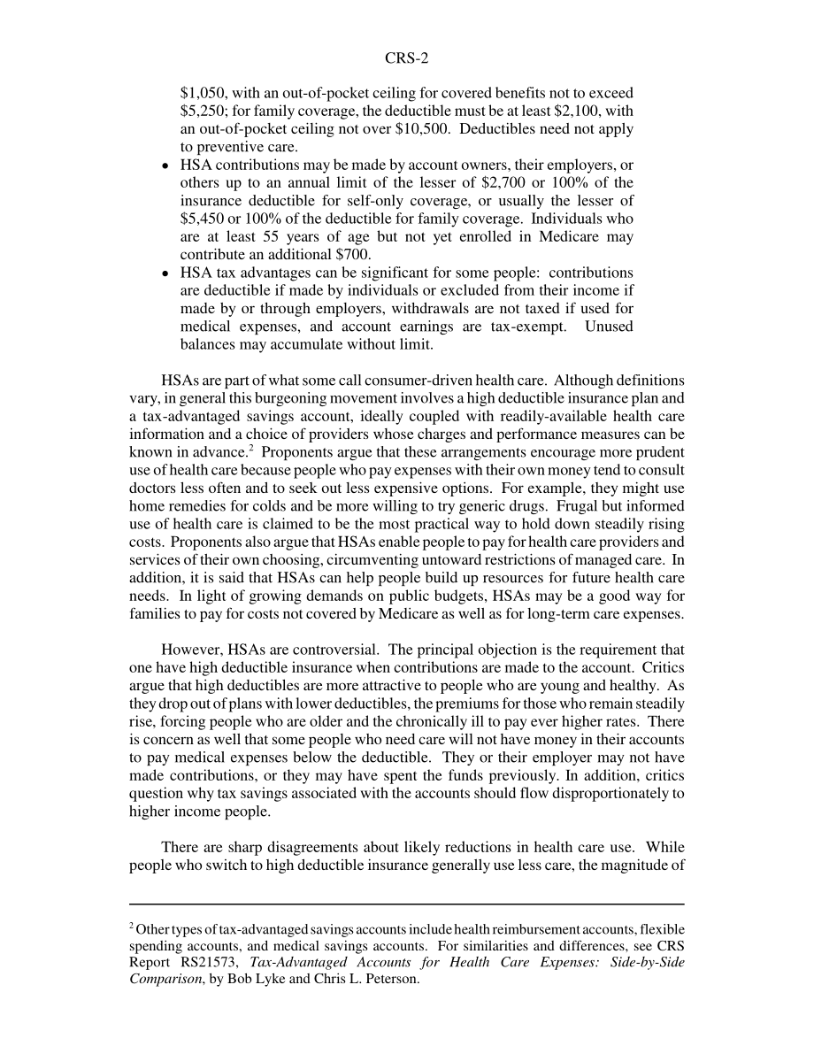 [20060505]RS22437_健康储蓄账户：当前的一些政策问题.pdf_第2页