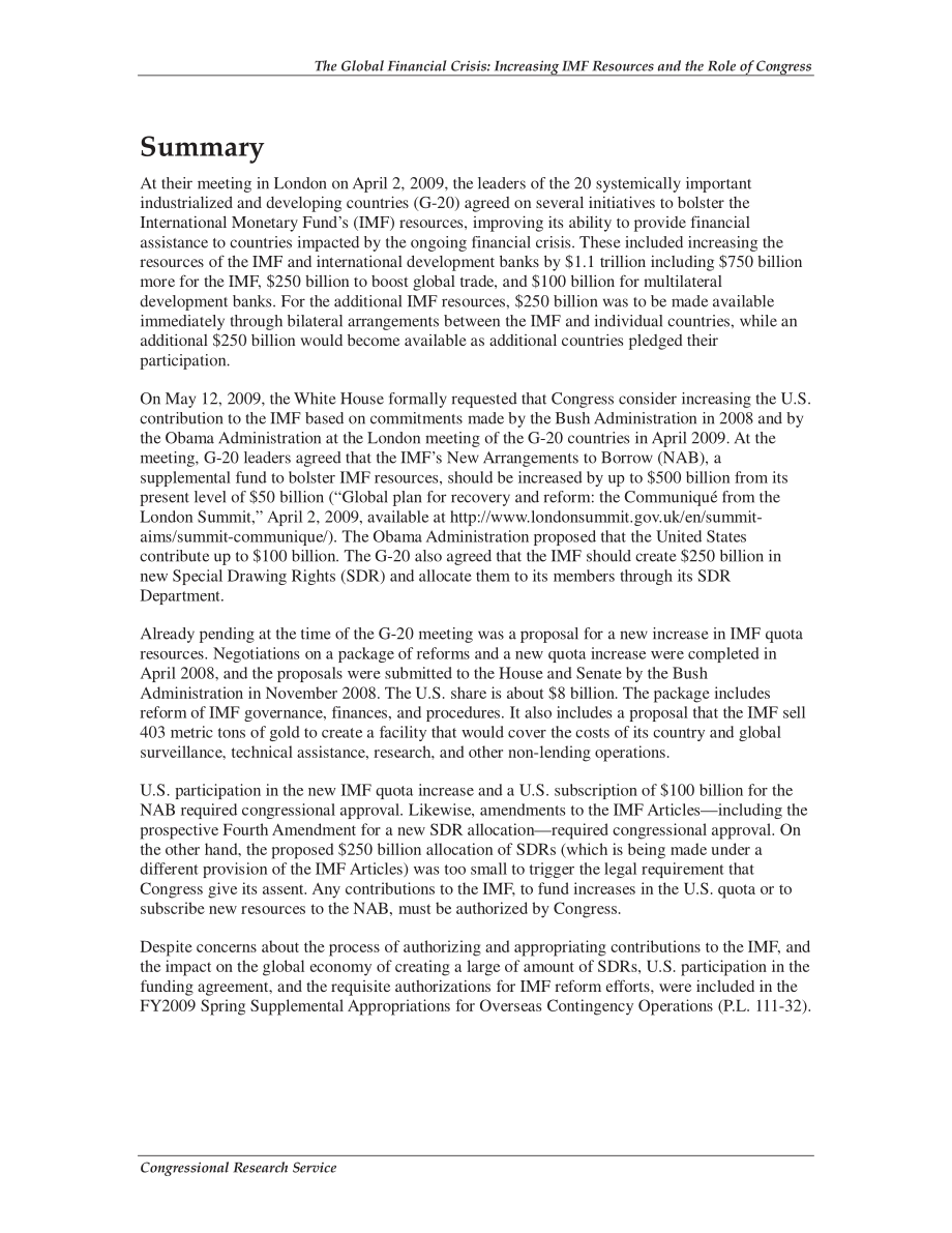 [20090810]R40578_全球金融危机：增加国际货币基金组织的资源和国会的作用.pdf_第2页