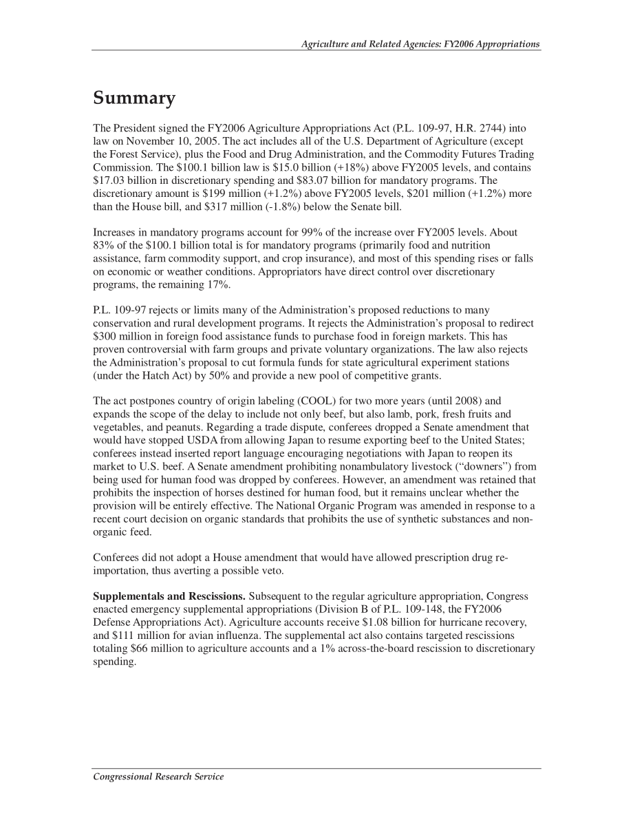 [20060127]RL32904_农业和相关机构：2006财年拨款.pdf_第2页