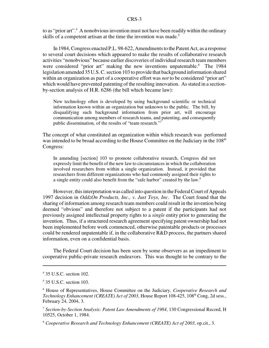[20050110]RS21882_合作研发和合作研究与技术增强（CREATE）法案.pdf_第3页
