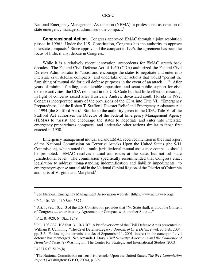 [20060818]RS21227_紧急管理援助契约（EMAC）：概述.pdf_第2页