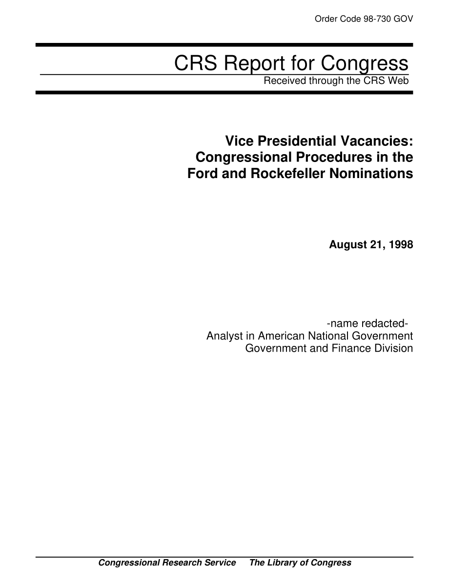 [19980821]98-730_副总统职位空缺：福特和洛克菲勒提名中的国会程序.pdf_第1页