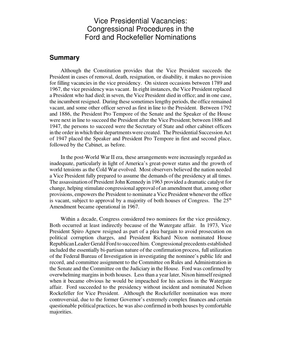 [19980821]98-730_副总统职位空缺：福特和洛克菲勒提名中的国会程序.pdf_第2页