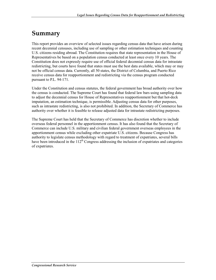 [20120416]R42483_关于重新分配和重新划分人口普查数据的法律问题.pdf_第2页