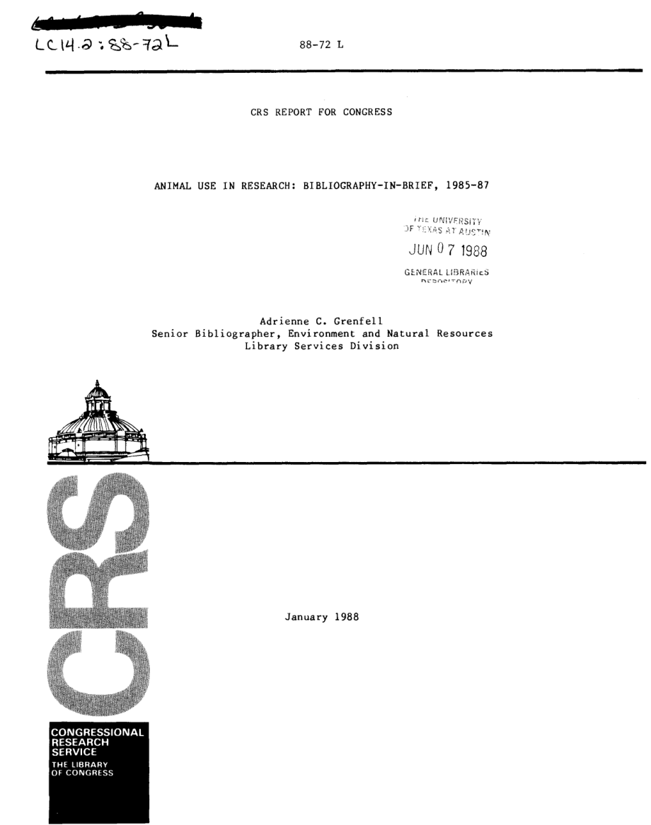 [19880101]88-72L_研究中的动物用途：1985-1987年参考书目简介.pdf_第1页