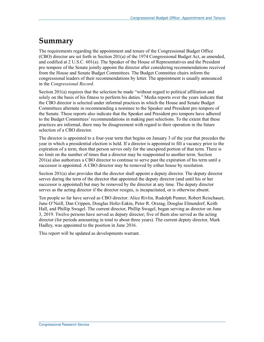 [20191016]RL31880_国会预算办公室：主任和副主任的任命和任期.pdf_第2页