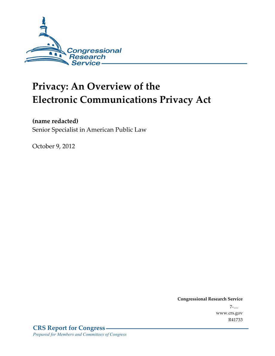 [20121009]R41733_隐私：《电子通信隐私法》概述.pdf_第1页