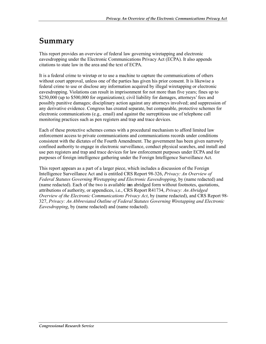 [20121009]R41733_隐私：《电子通信隐私法》概述.pdf_第2页