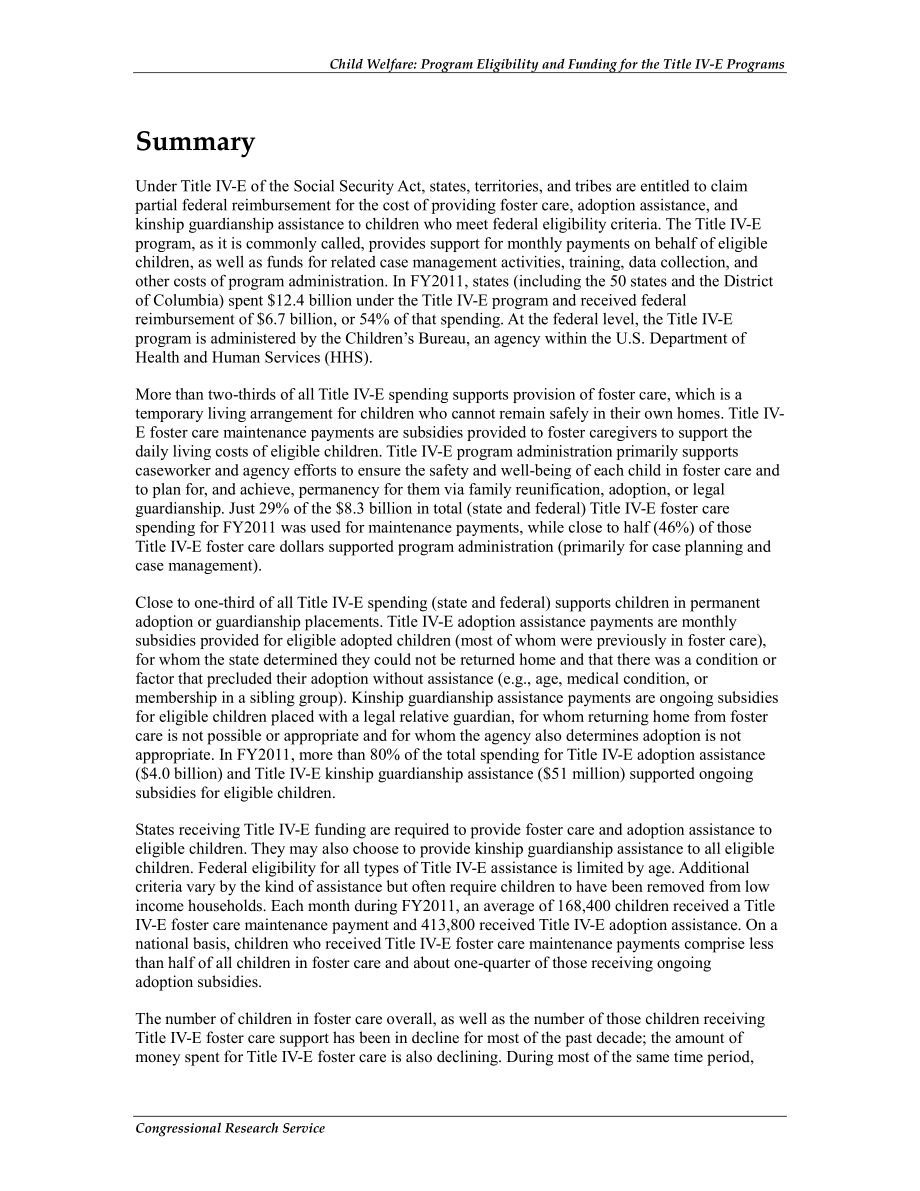 [20121026]R42792_儿童福利：根据《社会保障法》第IV-E章详细概述了寄养、收养援助和亲属监护援助的计划资格和资金.pdf_第2页