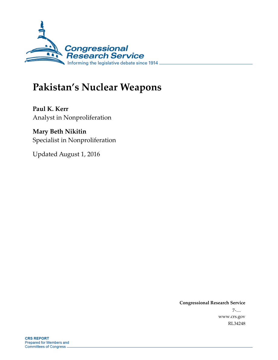 [20160801]RL34248_巴基斯坦的核武器.pdf_第1页