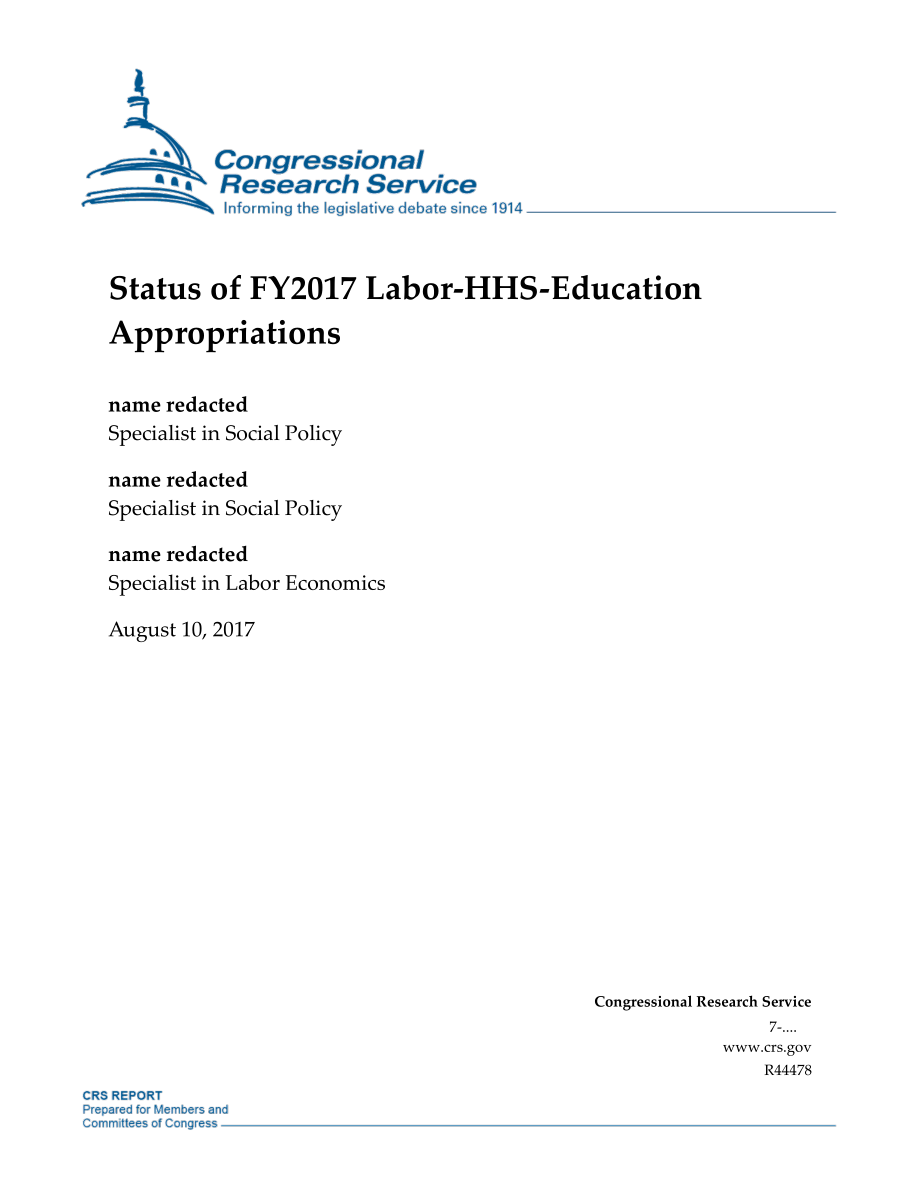 [20170810]R44478_2017财年劳动卫生和公众服务部教育拨款情况 .pdf_第1页