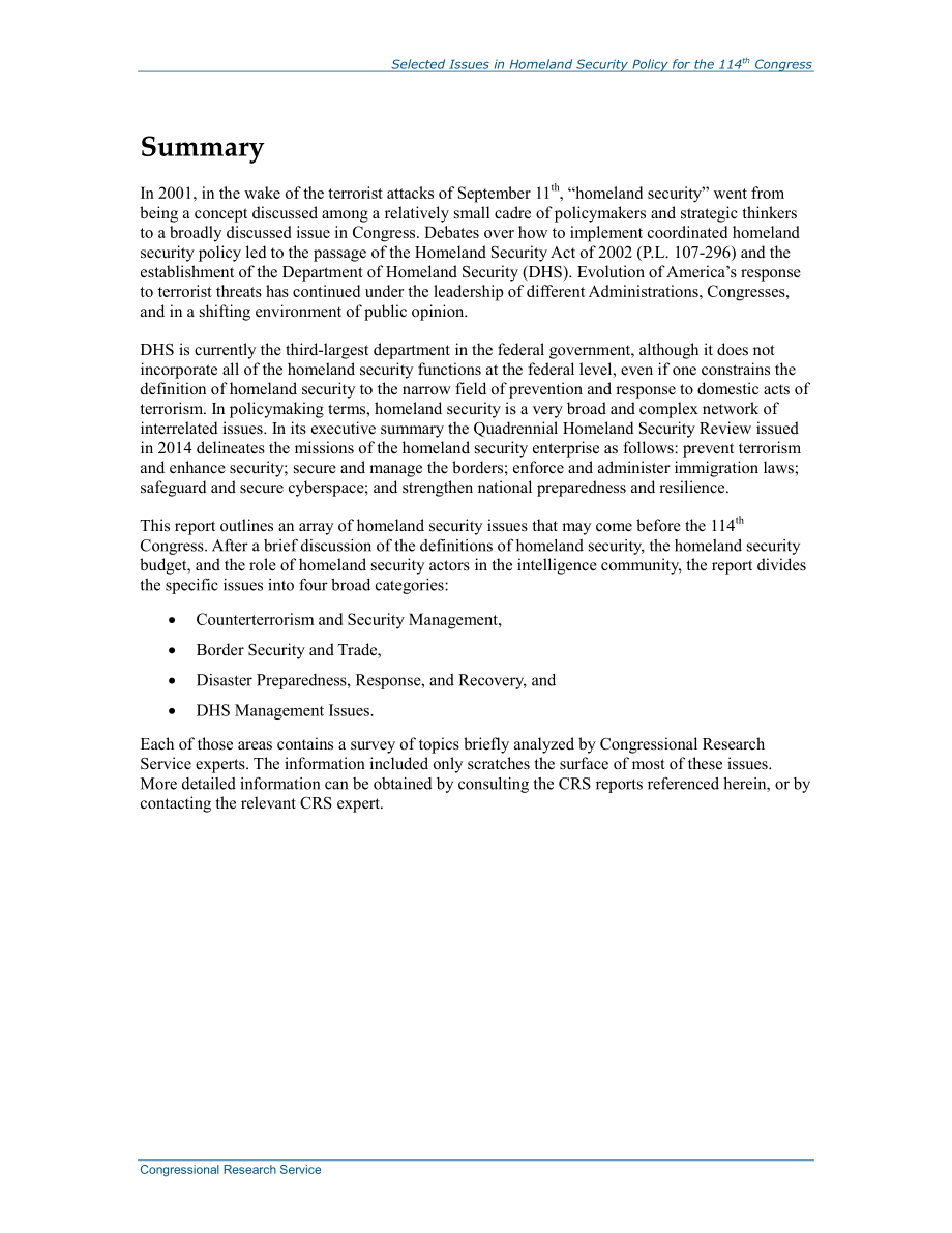 [20150519]R44041_第114届国会国土安全政策中的若干问题.pdf_第2页