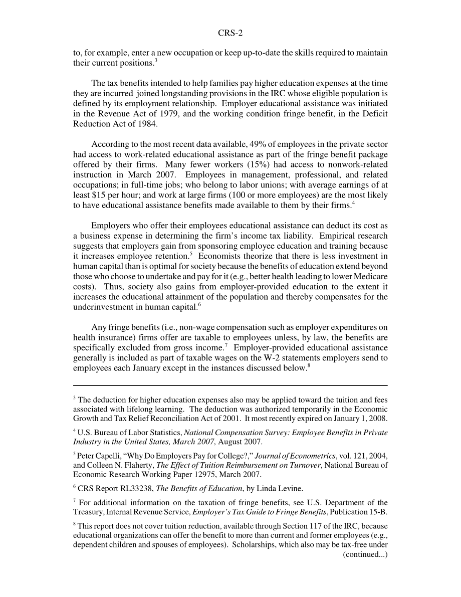 [20080703]RS22911_为雇员利益提供的雇主教育援助的税务处理.pdf_第2页