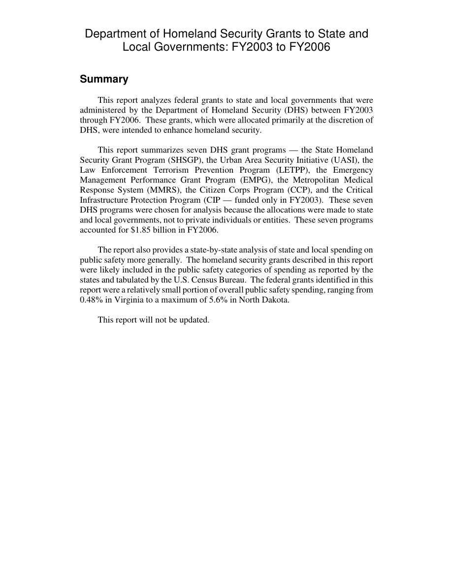 [20071012]RL33770_国土安全部对州和地方政府的拨款：2003财年至2006财年.pdf_第2页