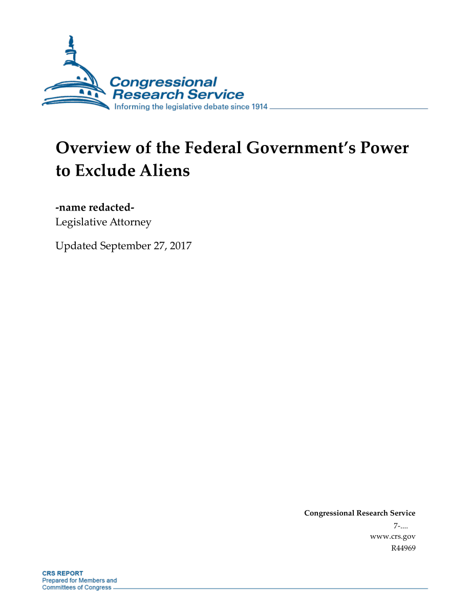 [20170927]R44969_联邦政府排除外国人的权力概述.pdf_第1页
