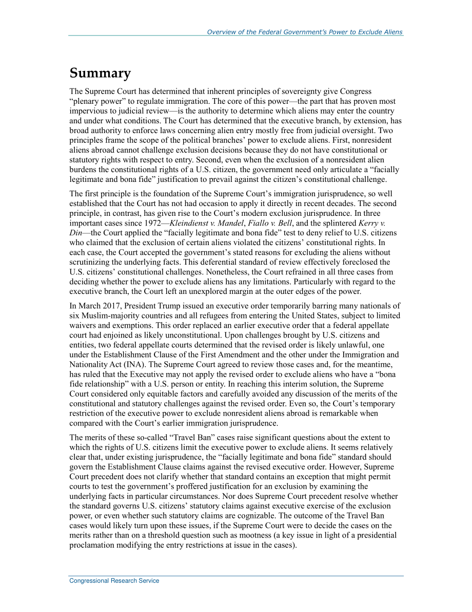 [20170927]R44969_联邦政府排除外国人的权力概述.pdf_第2页