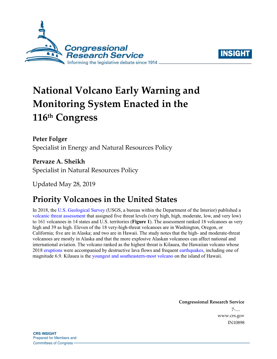 [20190528]IN10898_第116届国会颁布的国家火山预警和监测系统.pdf_第1页