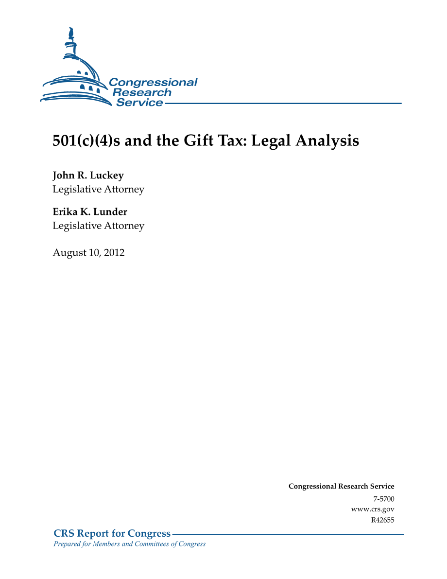 [20120810]R42655_501（c）（4）s和赠与税：法律分析.pdf_第1页