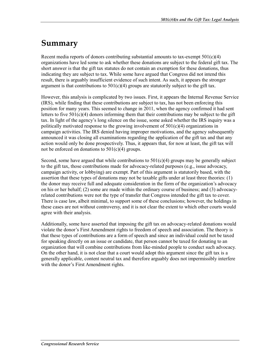 [20120810]R42655_501（c）（4）s和赠与税：法律分析.pdf_第2页