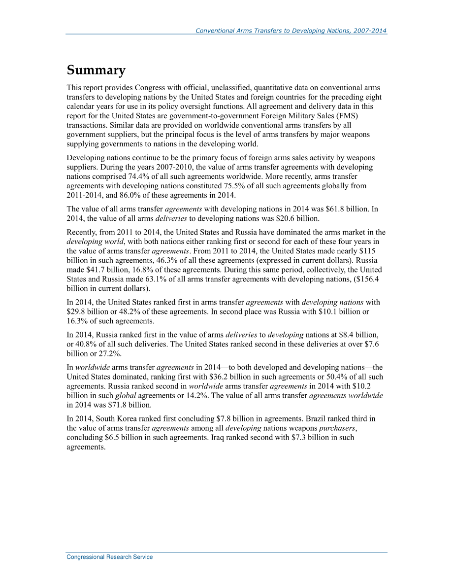[20151221]R44320_2007-2014年向发展中国家转让常规武器.pdf_第2页